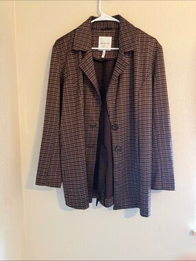 AVEC LES FILLES Brown & Black Houndstooth Blazer